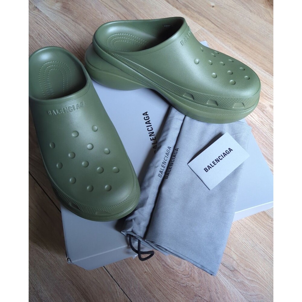 Balenciaga Croc Mule Mens 11 EU 44 Green Khaki